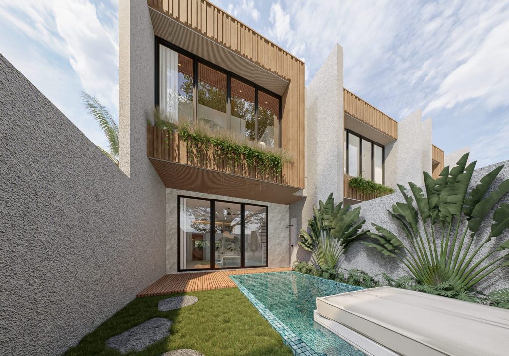 Modern tropical two bedroom villa in Padonan, Canggu, with a private pool and garden.